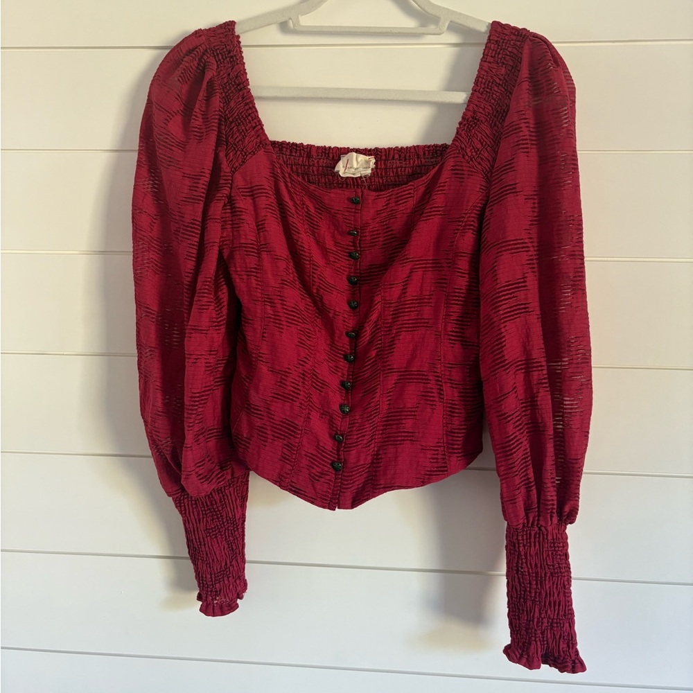 NWOT Anthropologie Smocked Blouse XS